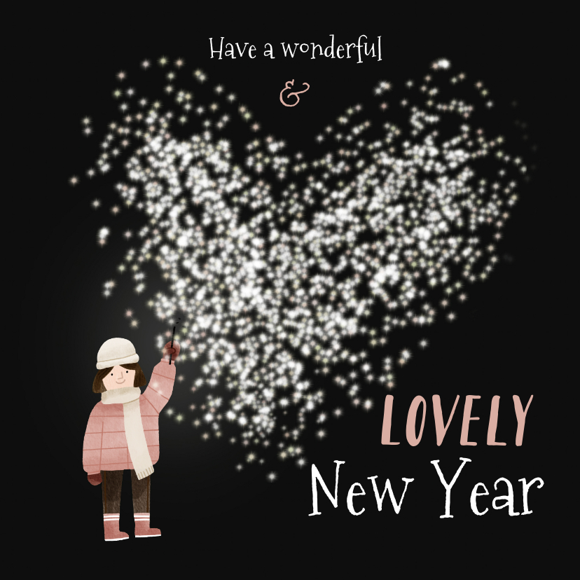 Nieuwjaarskaarten - Internationale nieuwjaarskaart lovely new year hartje