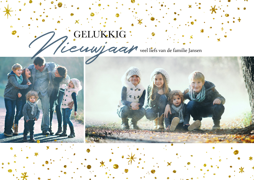 Kerstkaart Gouden Sterren Lucht - Nieuwjaarskaarten Nieuwjaarskaarten - Kerstkaart Gouden Sterren Lucht