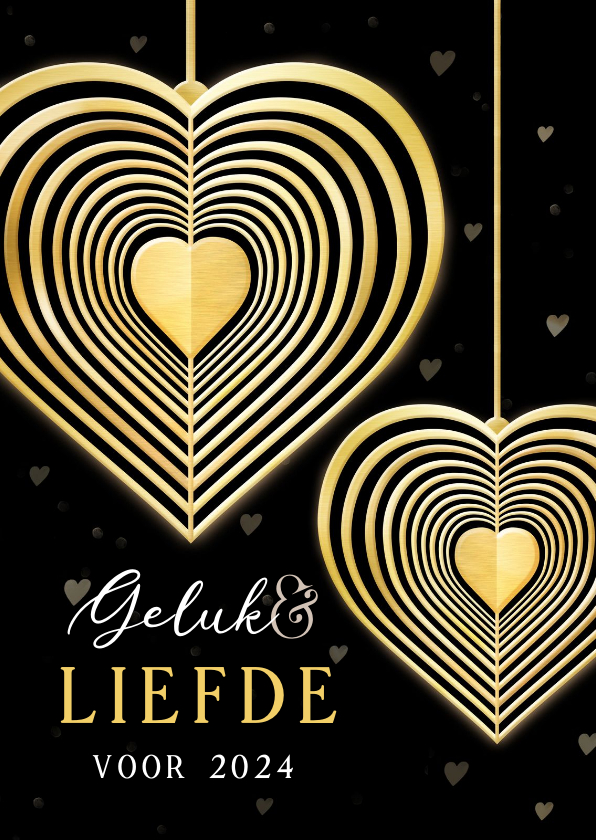 Liefdevolle nieuwjaarskaart met goudlook hart windvanger - Nieuwjaarskaarten Nieuwjaarskaarten - Liefdevolle nieuwjaarskaart met goudlook hart windvanger