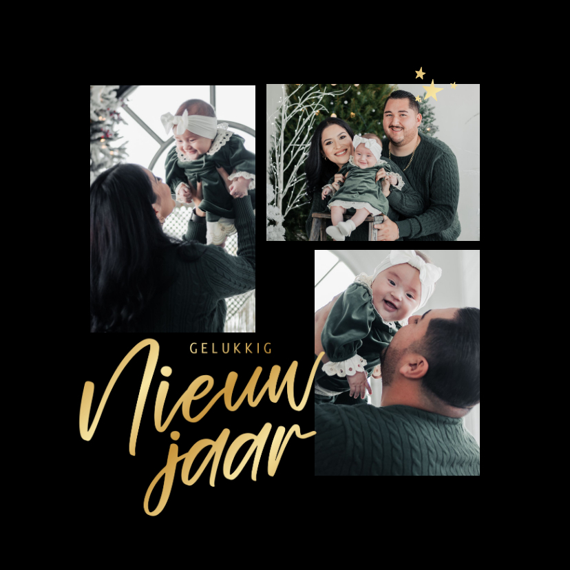 Nieuwjaarskaarten - Minimalistisch kerstkaartje gelukkig nieuwjaar zwart foto's