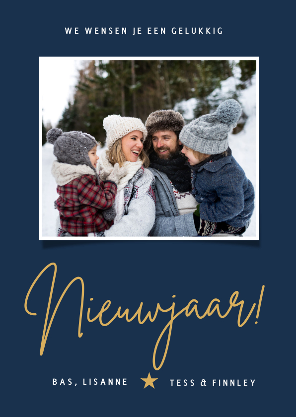Nieuwjaarskaarten - Minimalistische strakke nieuwjaarskaart met foto en tekst