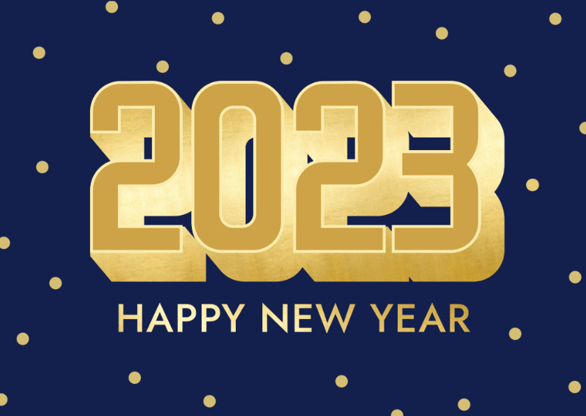 Nieuwjaarskaarten - Moderne nieuwjaarskaart met groten goudlook 2023
