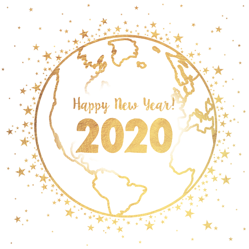 Nieuwjaar goud wereldbol met sterren 2019 - Nieuwjaarskaarten Nieuwjaarskaarten - Nieuwjaar goud wereldbol met sterren 2019