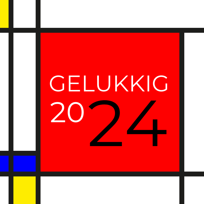 Nieuwjaar Mondriaan - Nieuwjaarskaarten Nieuwjaarskaarten - Nieuwjaar Mondriaan