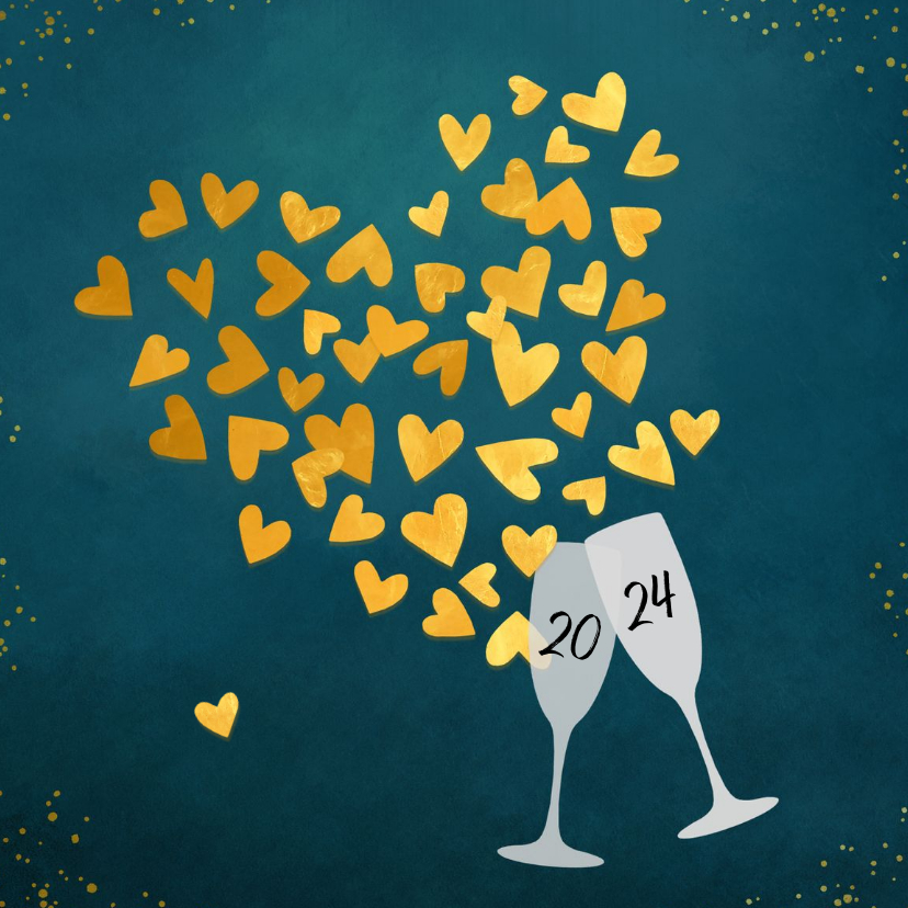 Nieuwjaarskaarten - Nieuwjaar uitnodiging liefdevol hart