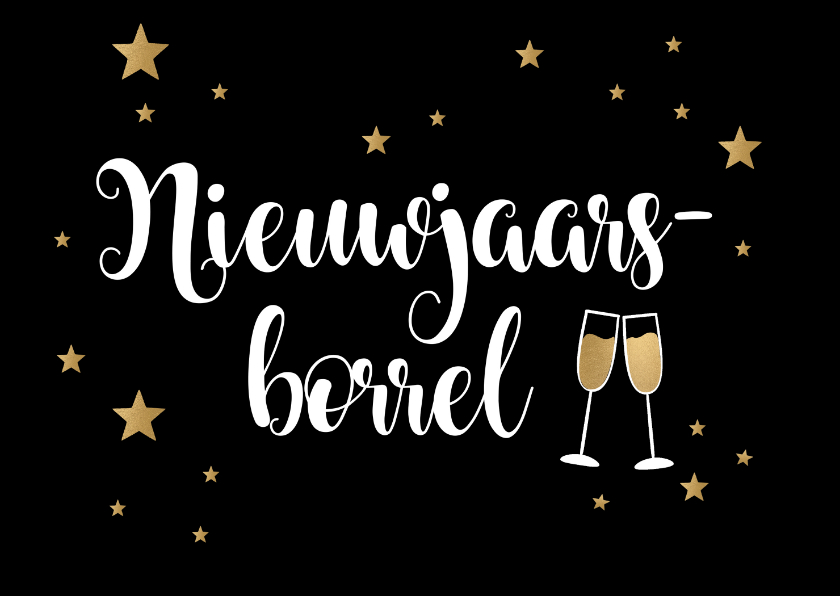 Nieuwjaarsborrel goudlook champagne - Nieuwjaarskaarten Nieuwjaarskaarten - Nieuwjaarsborrel goudlook champagne