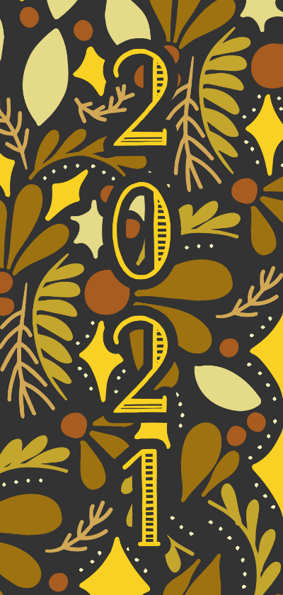 Nieuwjaarskaart '2021' dubbel met illustraties - Nieuwjaarskaarten Nieuwjaarskaarten - Nieuwjaarskaart '2021' dubbel met illustraties