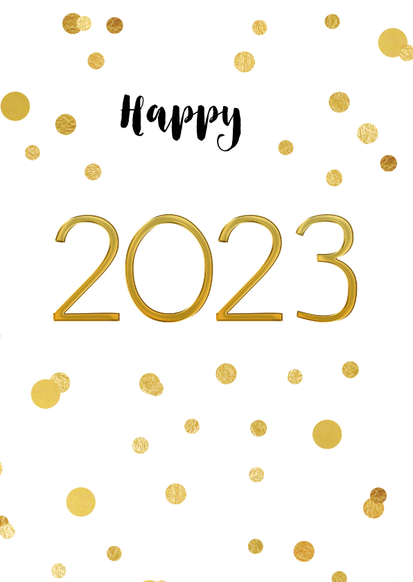 Nieuwjaarskaarten - Nieuwjaarskaart 2023 confetti goud
