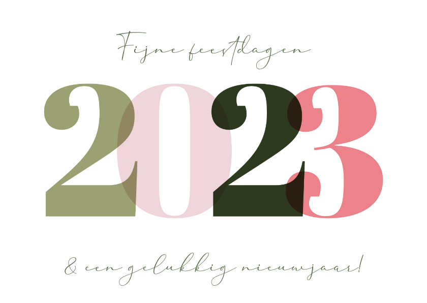 Nieuwjaarskaarten - Nieuwjaarskaart 2023 gekleurd minimalistisch