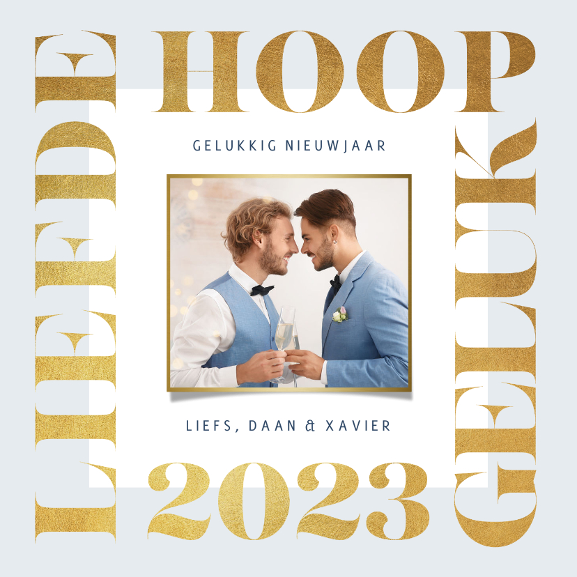 Nieuwjaarskaart 2023 goud modern grafisch foto - Nieuwjaarskaarten Nieuwjaarskaarten - Nieuwjaarskaart 2023 goud modern grafisch foto