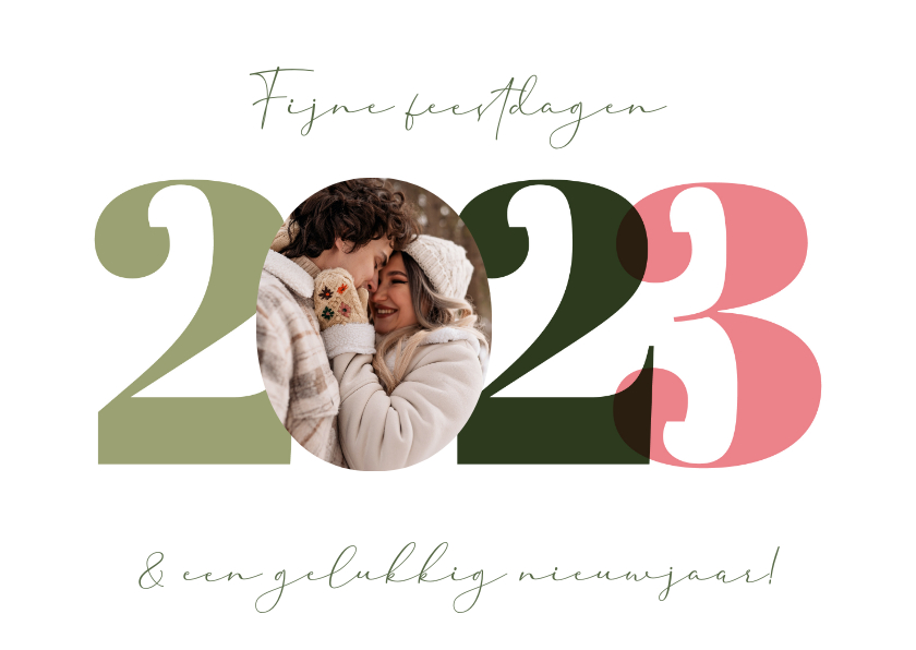 Nieuwjaarskaart 2023 pastelkleuren met foto - Nieuwjaarskaarten Nieuwjaarskaarten - Nieuwjaarskaart 2023 pastelkleuren met foto