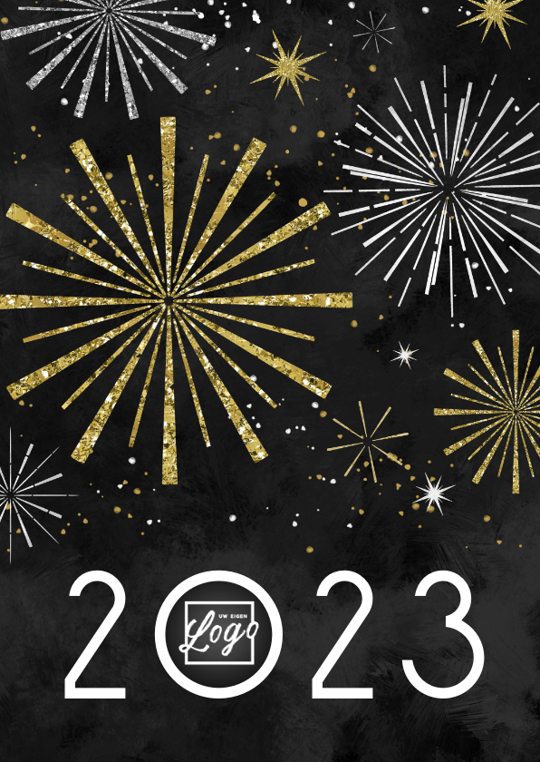 Nieuwjaarskaarten - Nieuwjaarskaart 2023 vuurwerk champagne nieuwjaarsborrel