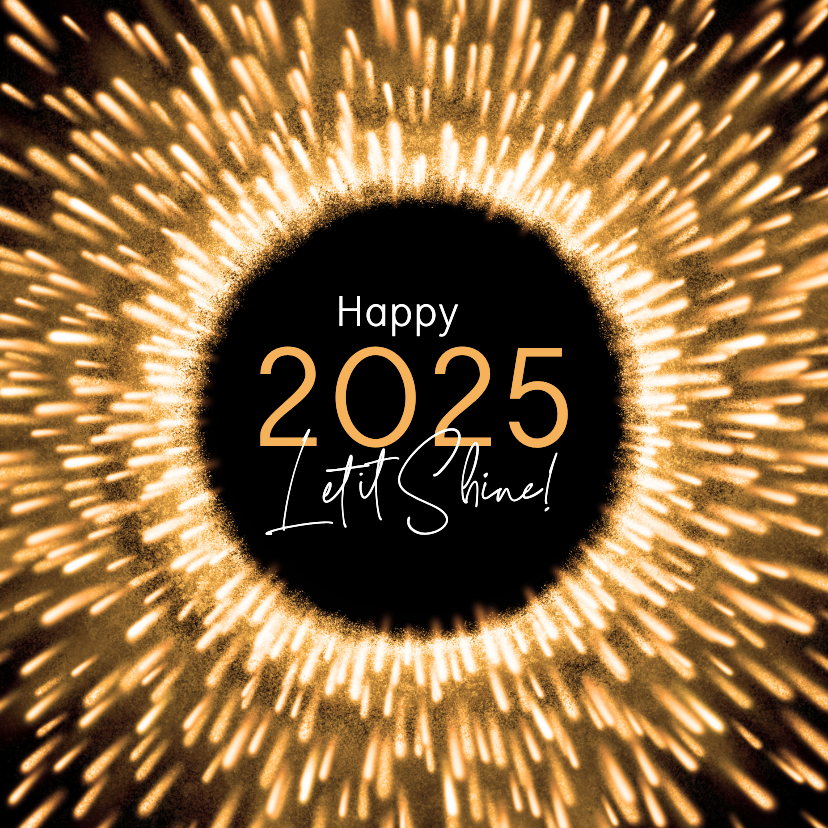 Nieuwjaarskaart 2025 Let it Shine Kaartje2go
