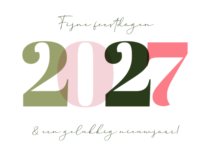 Nieuwjaarskaarten - Nieuwjaarskaart 2027 gekleurd minimalistisch