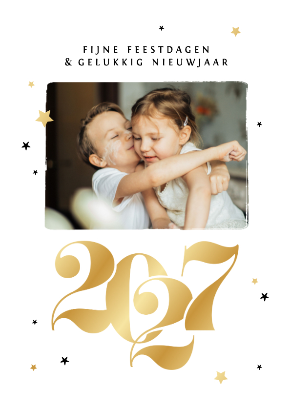 Nieuwjaarskaart 2027 goud sterren foto - Nieuwjaarskaarten Nieuwjaarskaarten - Nieuwjaarskaart 2027 goud sterren foto