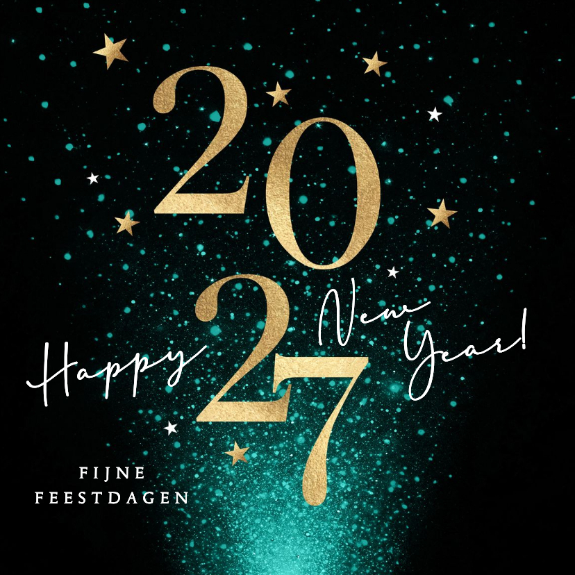 Nieuwjaarskaarten - Nieuwjaarskaart 2027 in goud en vuurwerk