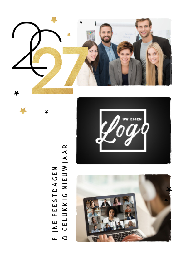 Nieuwjaarskaart 2027 zakelijk modern typografisch goud foto - Nieuwjaarskaarten Nieuwjaarskaarten - Nieuwjaarskaart 2027 zakelijk modern typografisch goud foto
