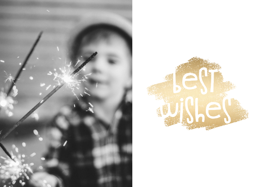 Nieuwjaarskaarten - Nieuwjaarskaart 'Best Wishes' goudlook met foto