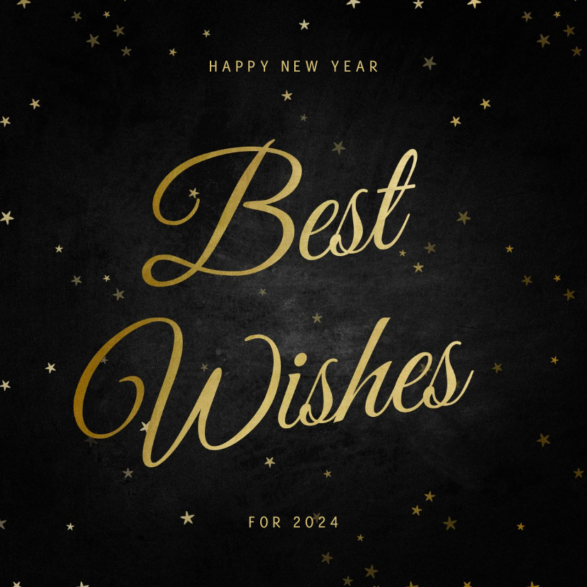 Nieuwjaarskaarten - Nieuwjaarskaart Best Wishes klassiek met sterren