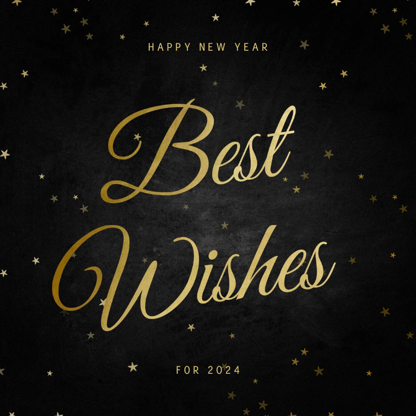 Nieuwjaarskaart Best Wishes klassiek met sterren - Nieuwjaarskaarten Nieuwjaarskaarten - Nieuwjaarskaart Best Wishes klassiek met sterren