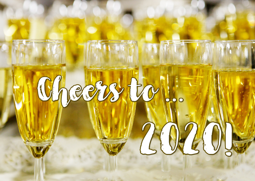 Nieuwjaarskaart Champagne Cheers to 2020 - Nieuwjaarskaarten Nieuwjaarskaarten - Nieuwjaarskaart Champagne Cheers to 2020