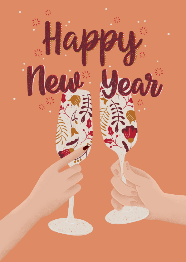 Nieuwjaarskaarten - Nieuwjaarskaart cheers to the new year 