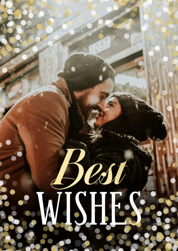 Nieuwjaarskaarten - Nieuwjaarskaart confetti grote foto Best Wishes