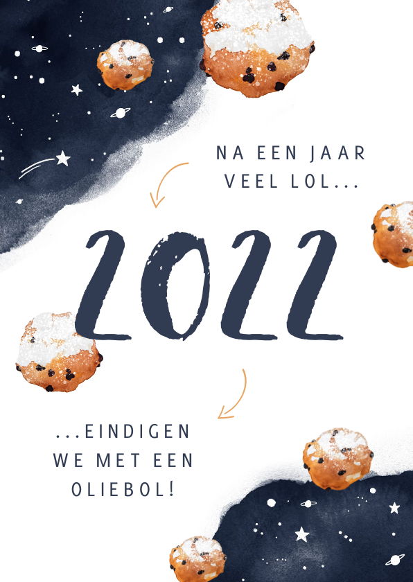 Nieuwjaarskaart corona oliebol 2022 2023 sterren - Nieuwjaarskaarten Nieuwjaarskaarten - Nieuwjaarskaart corona oliebol 2022 2023 sterren