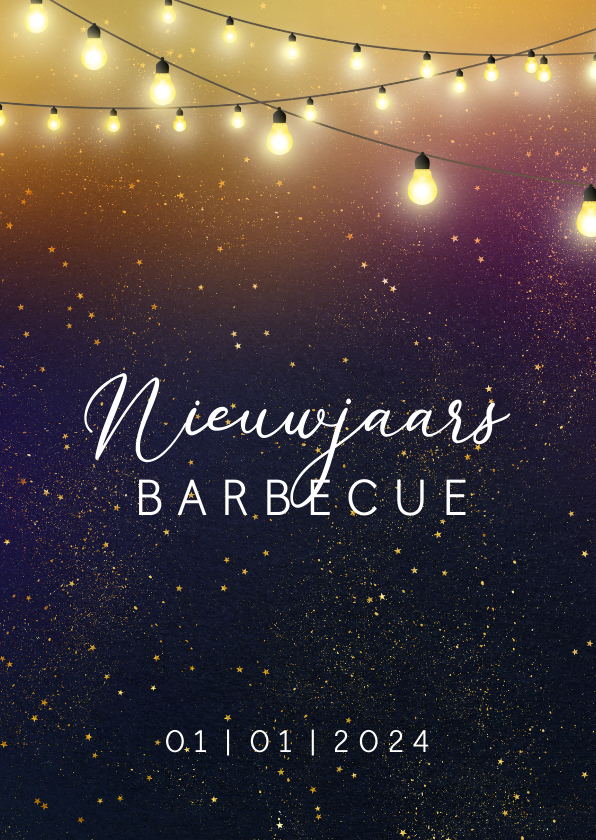 Nieuwjaarskaarten - Nieuwjaarskaart een uitnodiging voor een barbecue