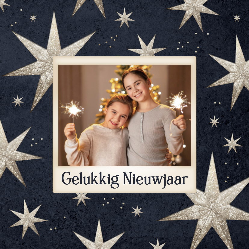 Nieuwjaarskaart foto glitter sterren gelukkig nieuwjaar - Nieuwjaarskaarten Nieuwjaarskaarten - Nieuwjaarskaart foto glitter sterren gelukkig nieuwjaar