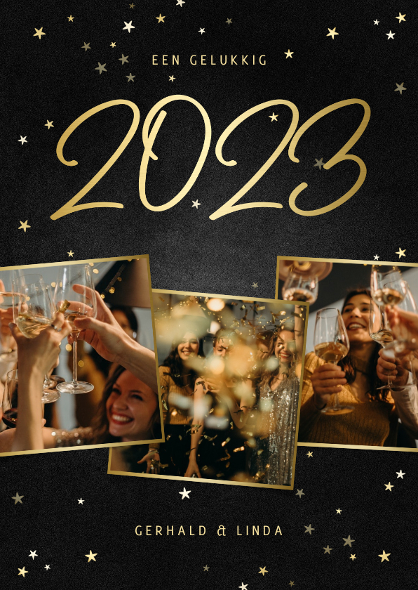 Nieuwjaarskaart fotocollage handgeschreven 2022 krijtbord - Nieuwjaarskaarten Nieuwjaarskaarten - Nieuwjaarskaart fotocollage handgeschreven 2022 krijtbord