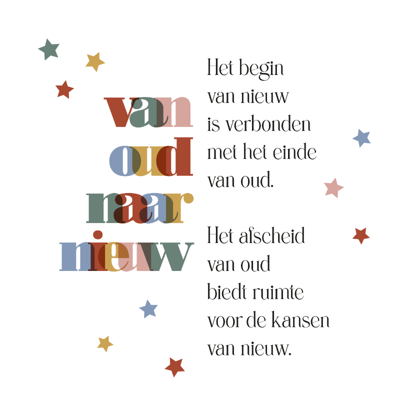 Nieuwjaarskaart gedicht van oud naar nieuw Kaartje2go