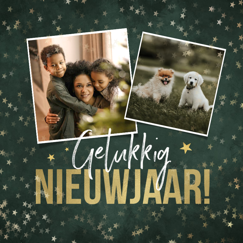 Nieuwjaarskaart gelukkig nieuwjaar sterren goud fotokaart - Nieuwjaarskaarten Nieuwjaarskaarten - Nieuwjaarskaart gelukkig nieuwjaar sterren goud fotokaart