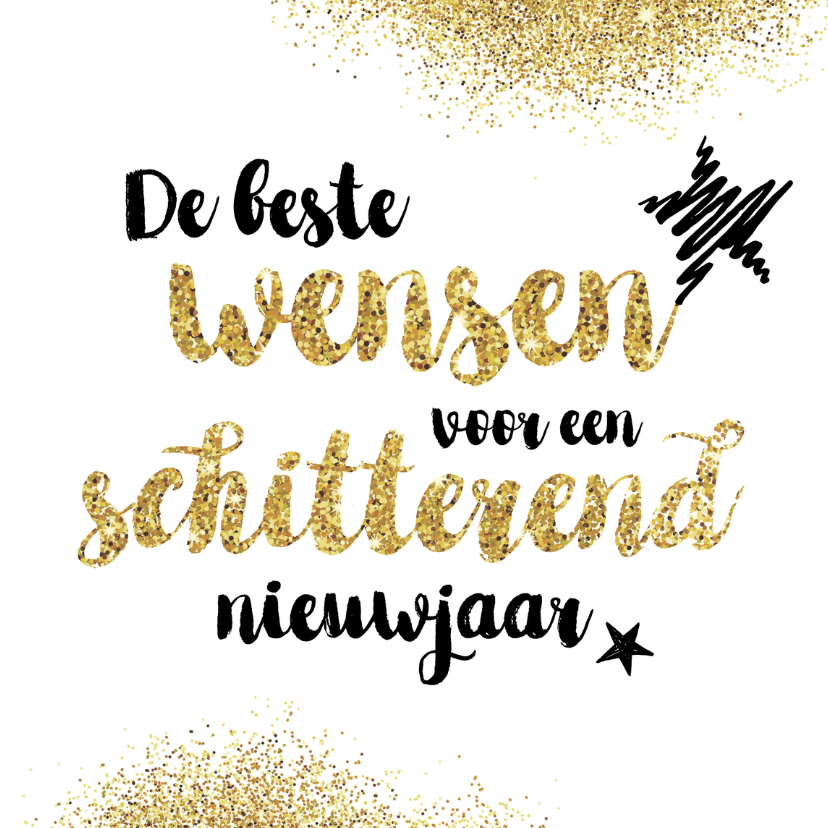 Nieuwjaarskaarten - Nieuwjaarskaart glitter en tekst