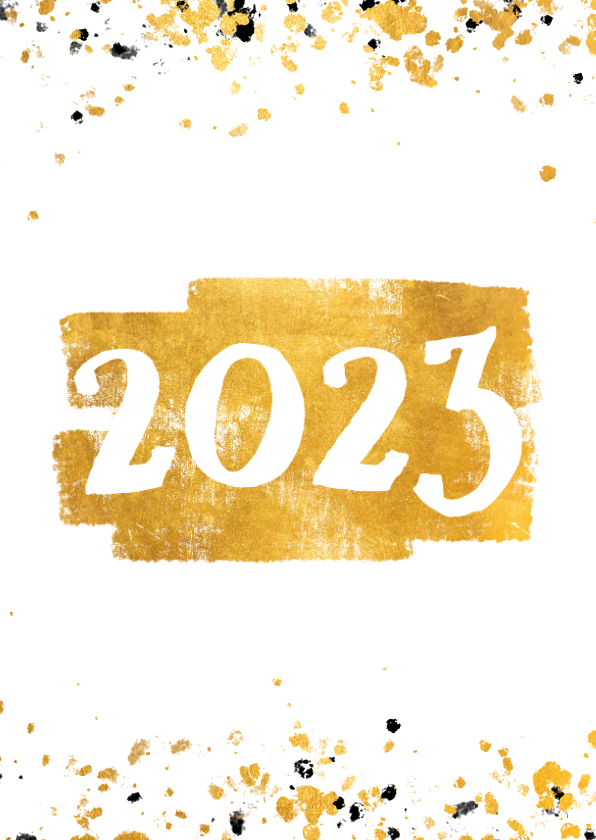 Nieuwjaarskaarten - Nieuwjaarskaart gouden vlak '2023' confetti