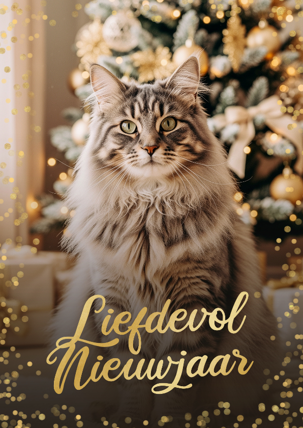 Nieuwjaarskaart grote foto kat gelukkig nieuwjaar - Nieuwjaarskaarten Nieuwjaarskaarten - Nieuwjaarskaart grote foto kat gelukkig nieuwjaar