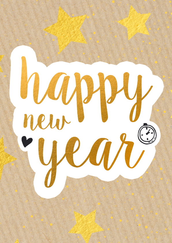 Nieuwjaarskaart happy new year gold 2020 - Nieuwjaarskaarten Nieuwjaarskaarten - Nieuwjaarskaart happy new year gold 2020