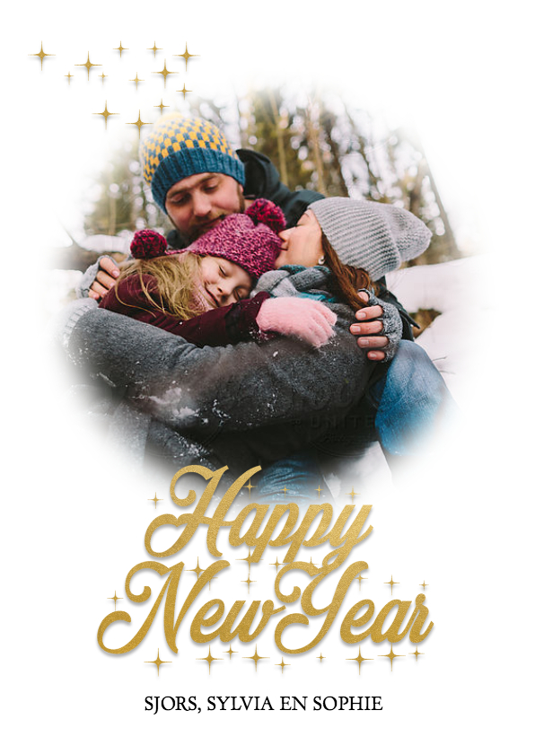 Nieuwjaarskaart Happy New year in goud - Nieuwjaarskaarten Nieuwjaarskaarten - Nieuwjaarskaart Happy New year in goud