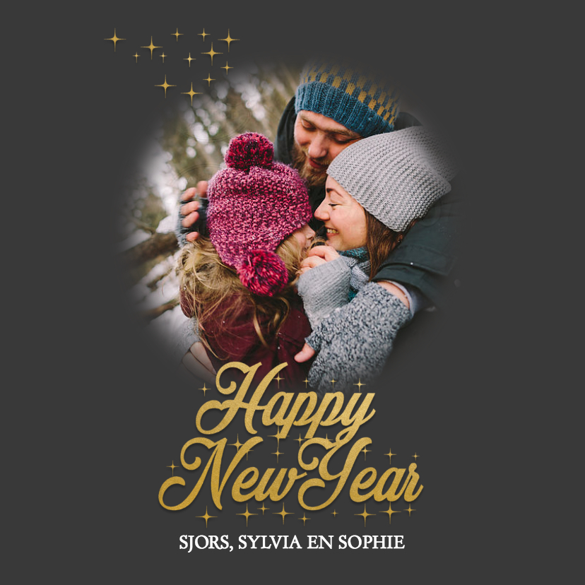 Nieuwjaarskaart happy new year met foto - Nieuwjaarskaarten Nieuwjaarskaarten - Nieuwjaarskaart happy new year met foto