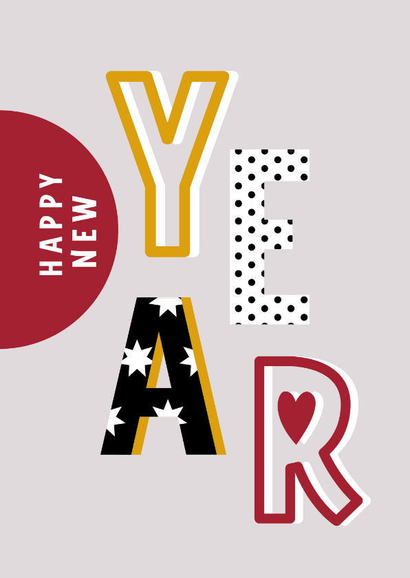 Nieuwjaarskaarten - Nieuwjaarskaart Happy New Year typografie 2023
