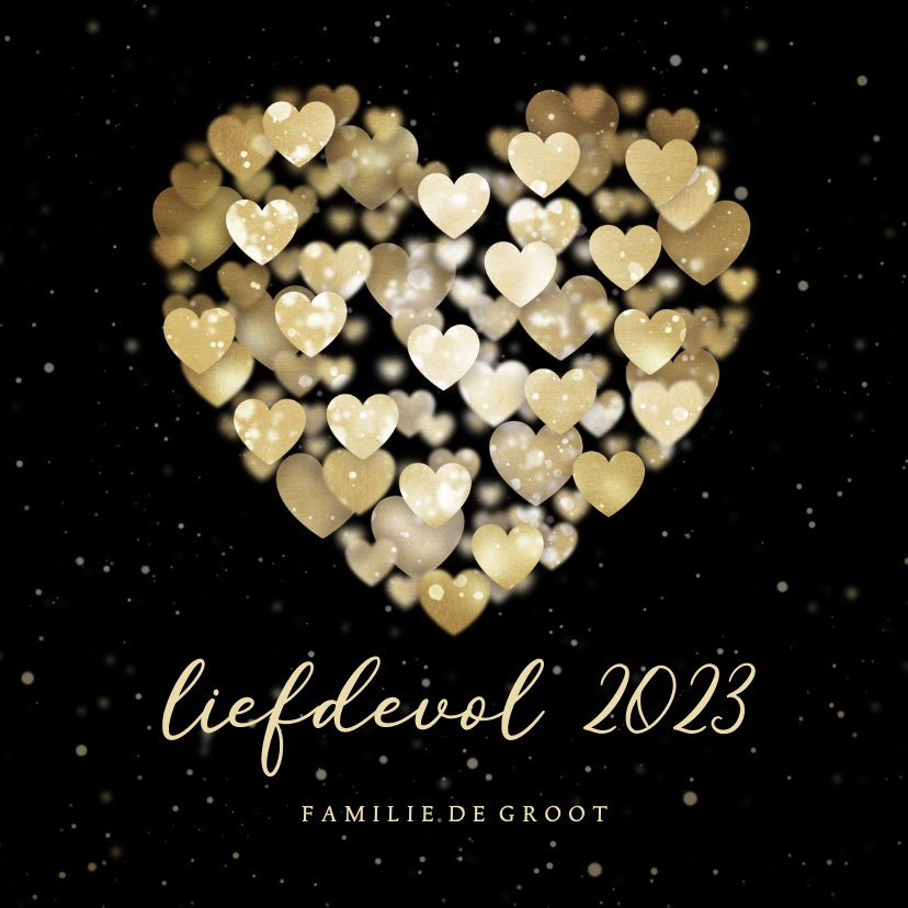 Nieuwjaarskaarten -  Nieuwjaarskaart hart van hartjes liefdevol 2023