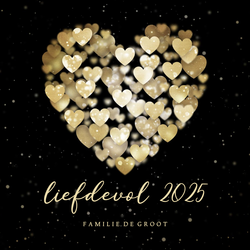 Nieuwjaarskaart hart van hartjes liefdevol 2025 Kaartje2go