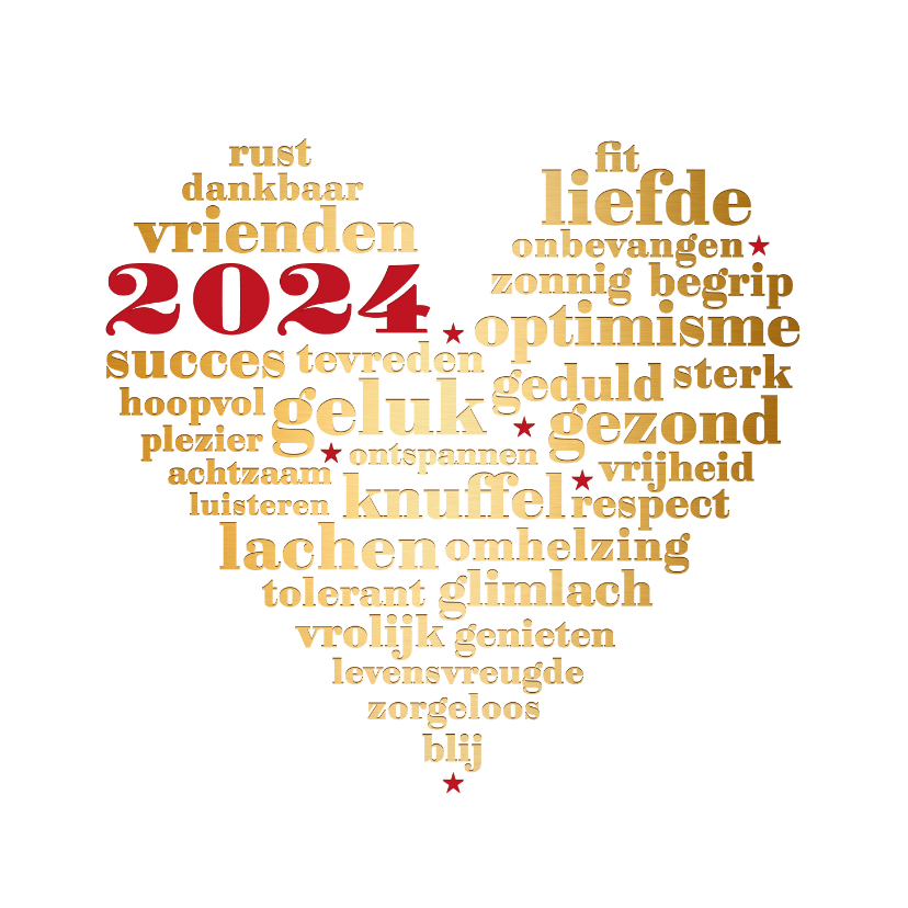 Nieuwjaarskaart hart van wensen Kaartje2go