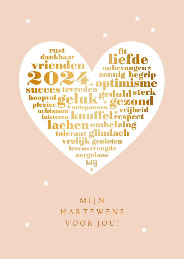 Nieuwjaarskaart hartewens - Nieuwjaarskaarten Nieuwjaarskaarten - Nieuwjaarskaart hartewens