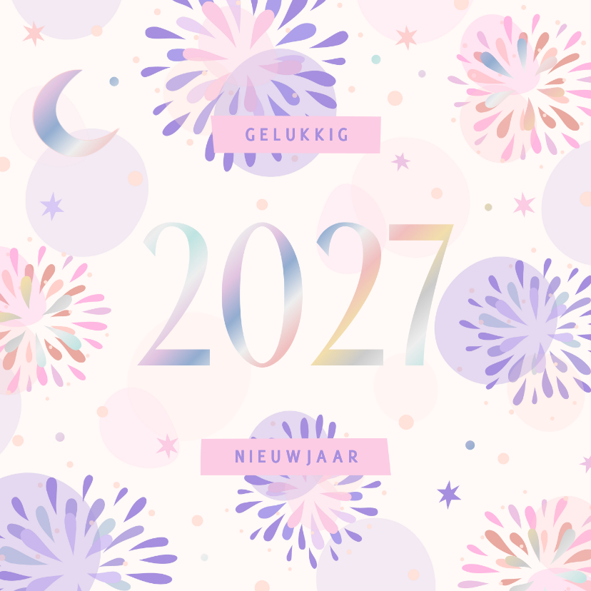 Nieuwjaarskaart holografisch 2027 vuurwerk - Nieuwjaarskaarten Nieuwjaarskaarten - Nieuwjaarskaart holografisch 2027 vuurwerk