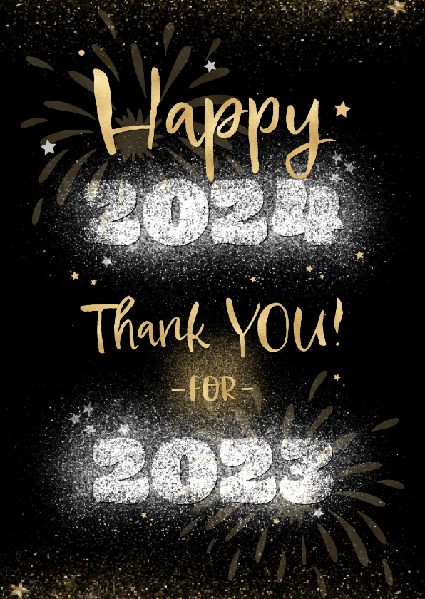 Nieuwjaarskaarten - Nieuwjaarskaart internationaal zakelijk typografisch bedankt
