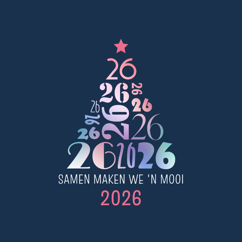 Nieuwjaarskaarten - Nieuwjaarskaart kerstboom 26