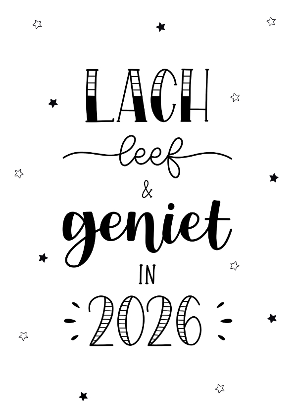 Nieuwjaarskaart lach leef en geniet - Nieuwjaarskaarten Nieuwjaarskaarten - Nieuwjaarskaart lach leef en geniet