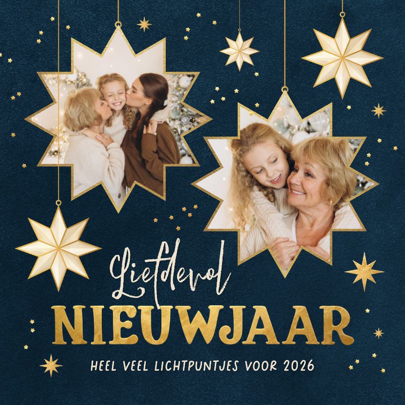 Nieuwjaarskaart liefdevol sterren goud fotokaart nieuwjaar - Nieuwjaarskaarten Nieuwjaarskaarten - Nieuwjaarskaart liefdevol sterren goud fotokaart nieuwjaar