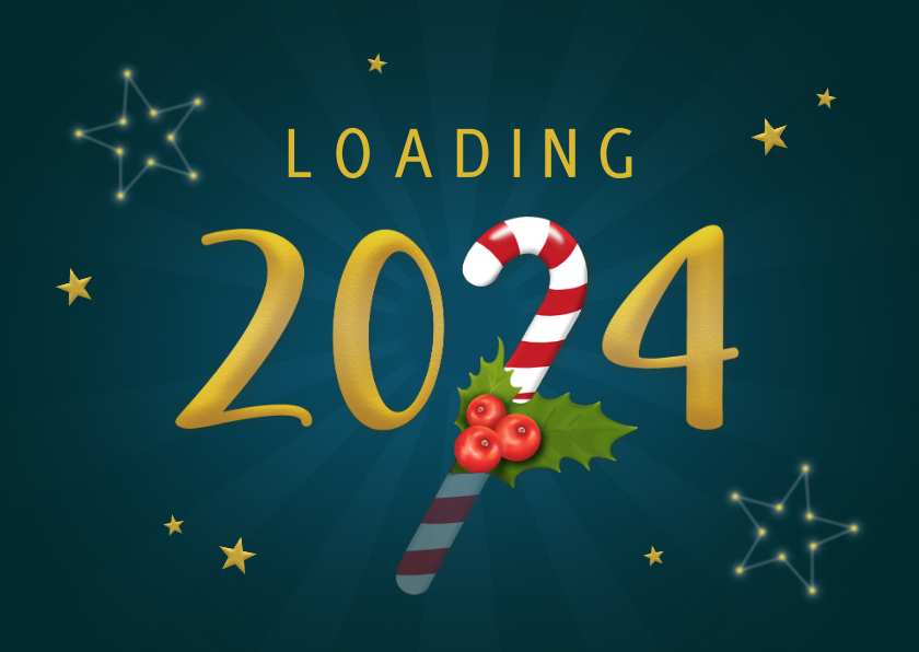 Nieuwjaarskaarten - Nieuwjaarskaart loading 2024 zuurstok